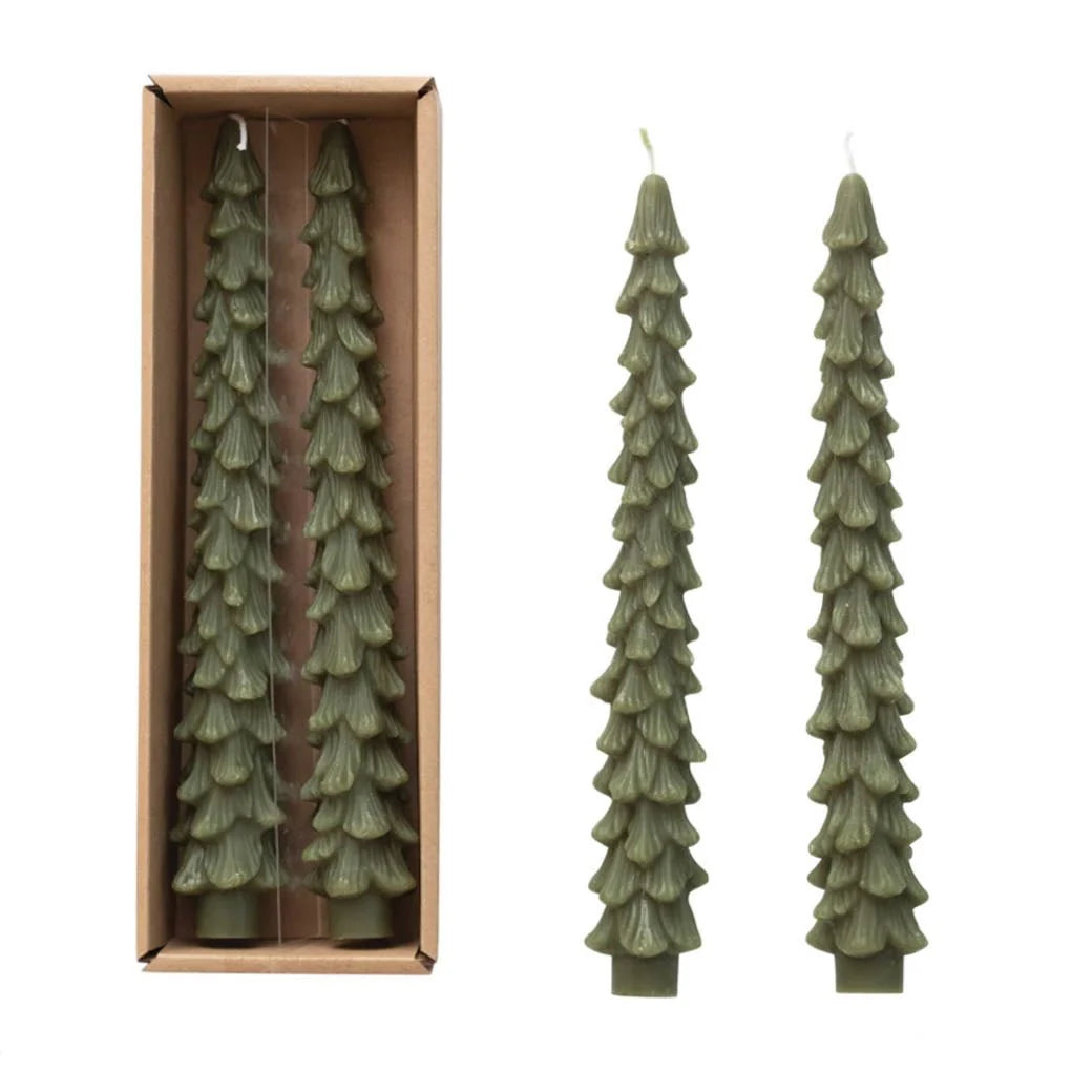 Tree Taper Candles/ green