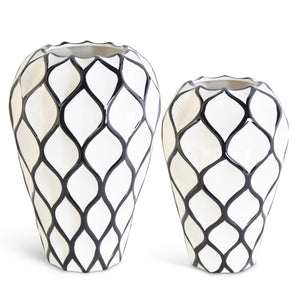 White/Black Diamond Pattern Ceramic Vase - Small