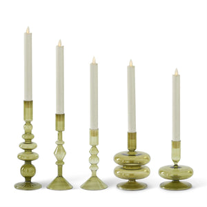 Green Glass Taper Candle Holder