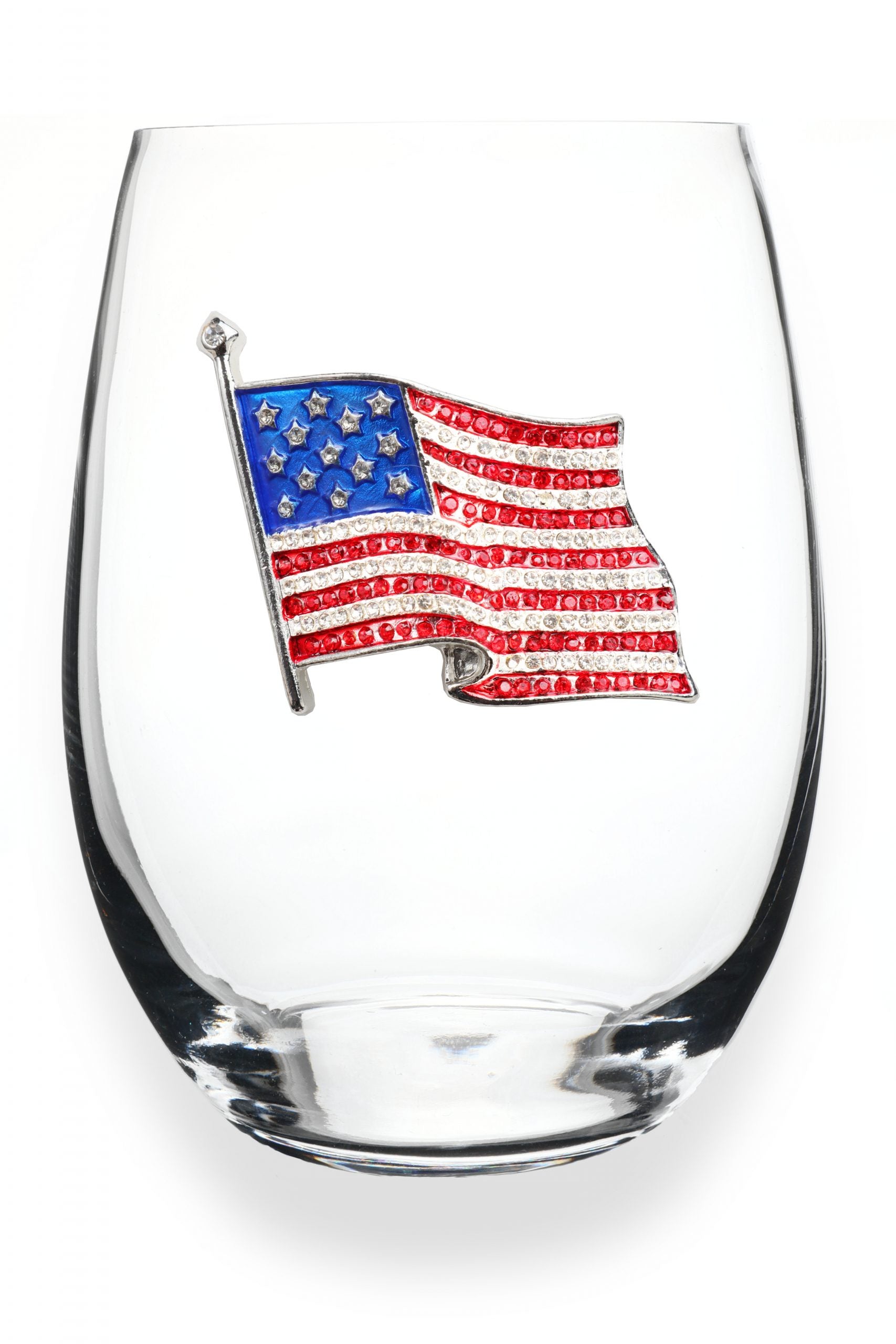Flag Jeweled Wine Glass
