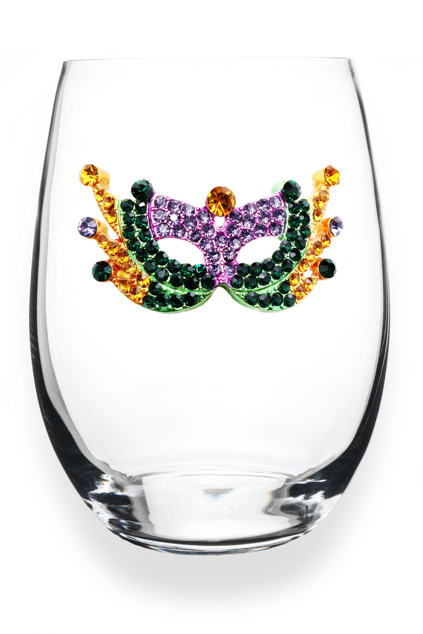 Mardi Gras Mask Jeweled Wine Glass