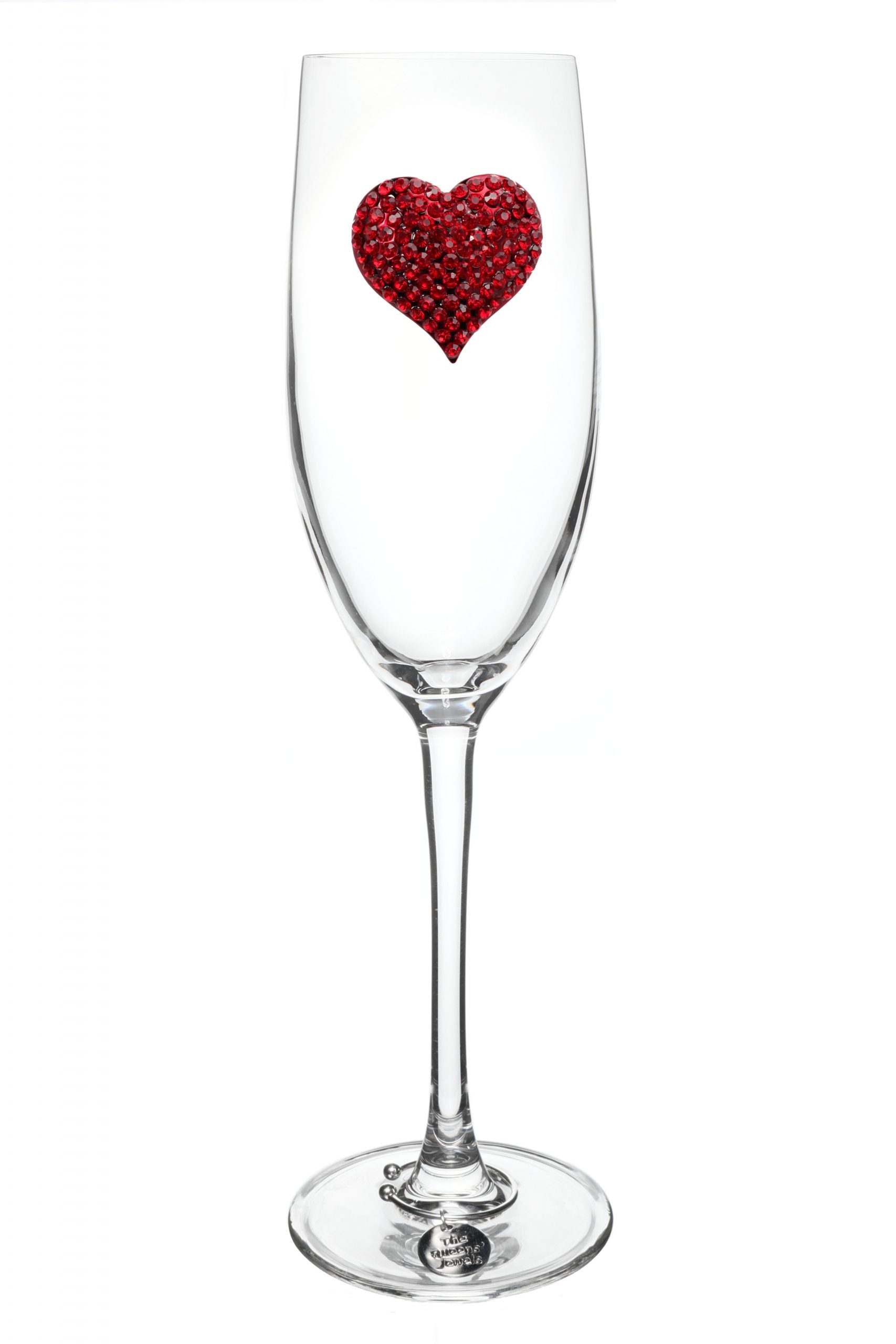 Red Heart Jeweled Wine Champagne Glass