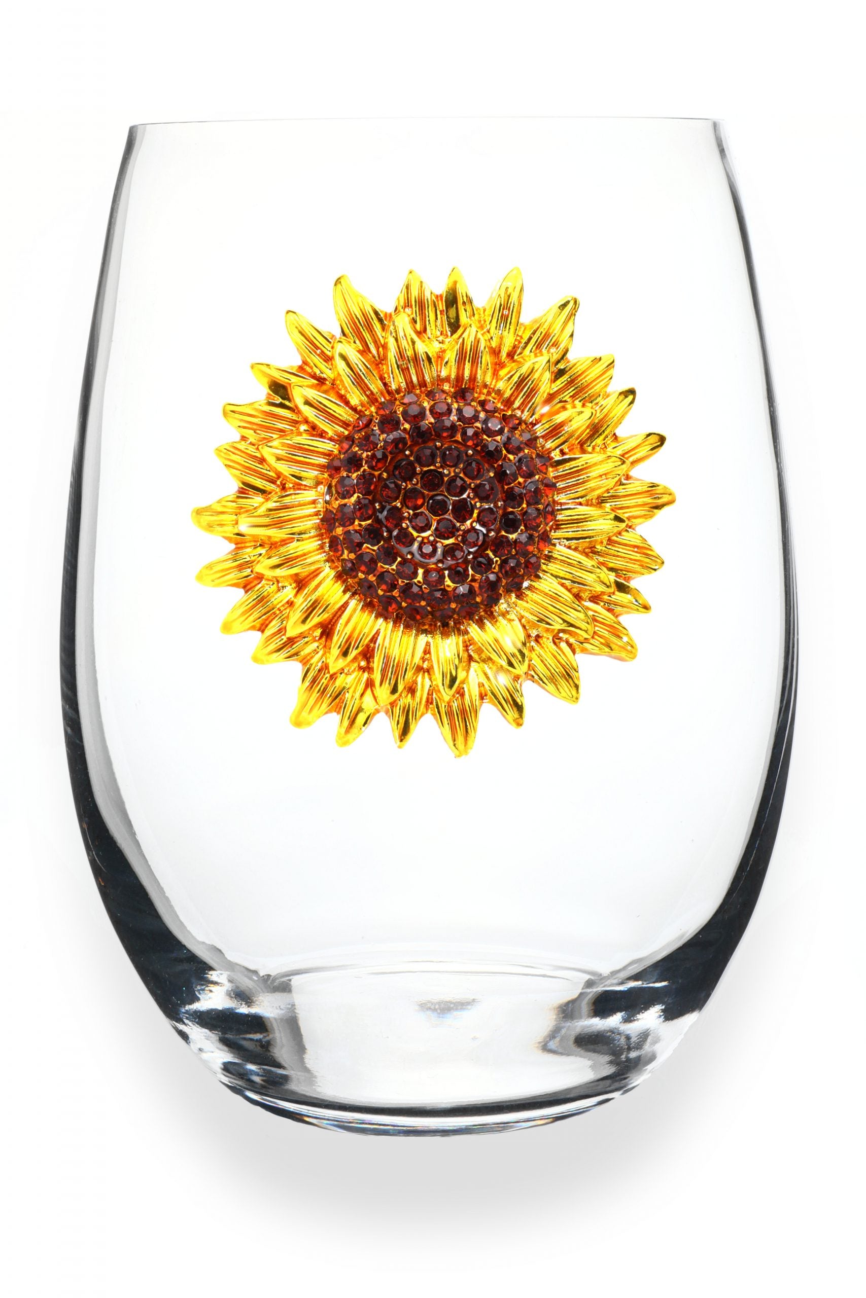 Sunflower Jeweled Wine Glass