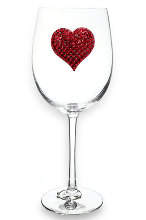 Red Heart Jeweled Wine Champagne Glass