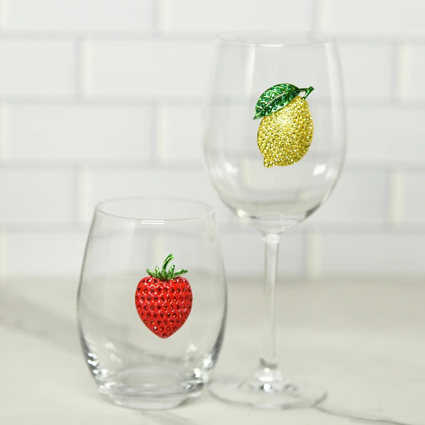 Lemon Jeweled Wine Glass