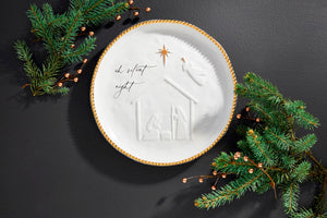 Gold Beaded Nativity Platter