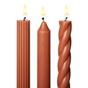 Assorted Taper Candles Burnt Orange