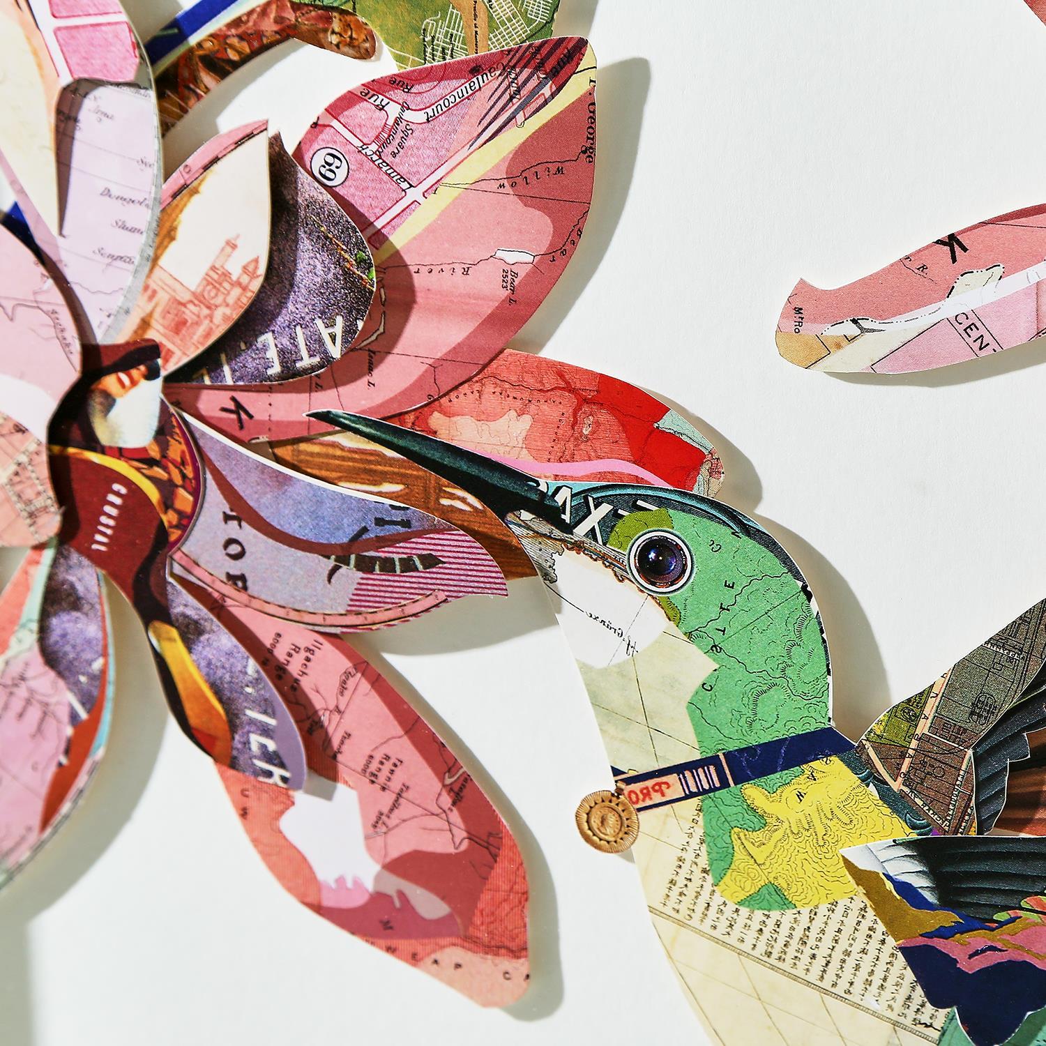 Hummingbird Paper Collage Wall Art