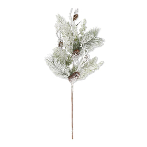 Glittered Heavy Flocked Pine Stem w/Pinecones