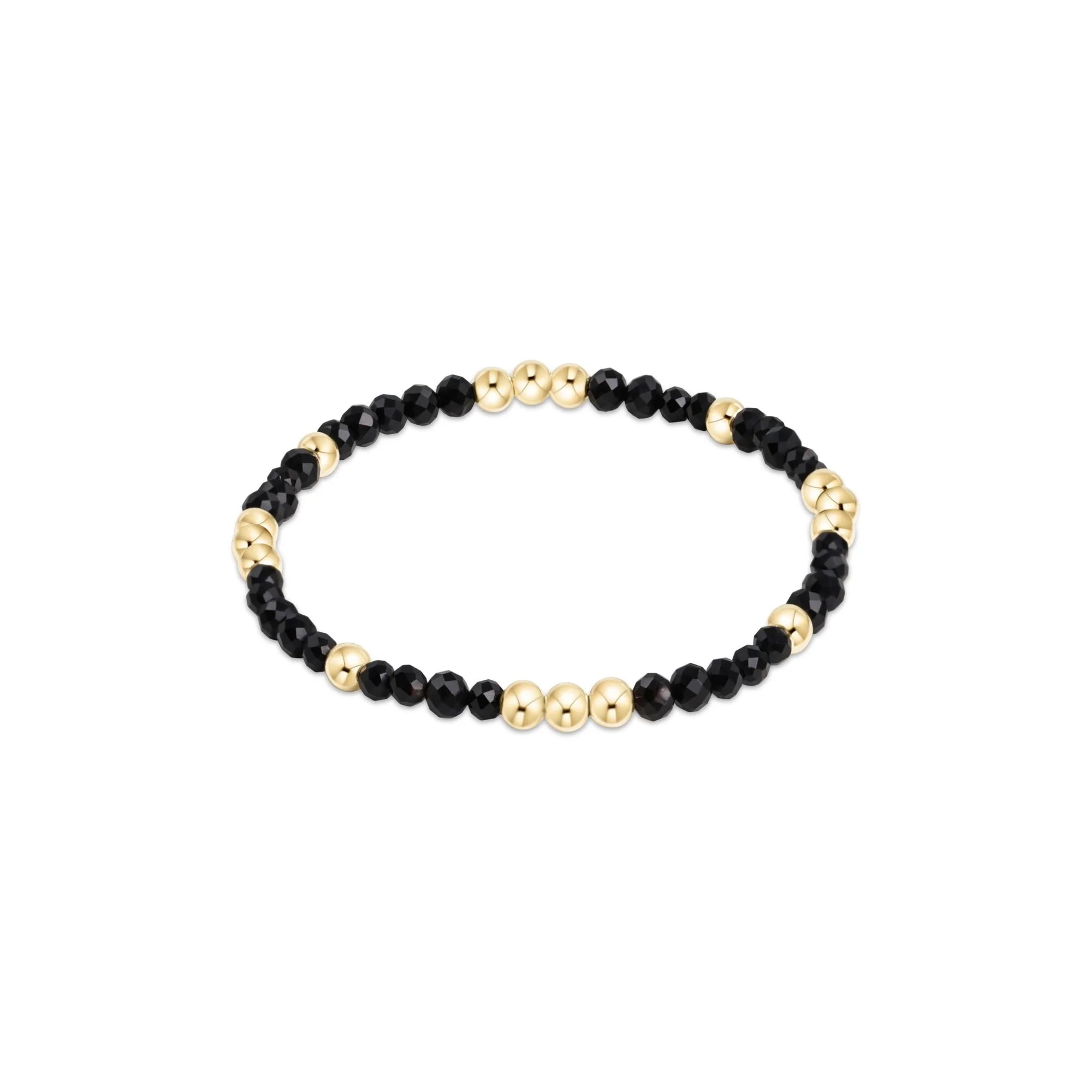 WORTHY PATTERN 3MM BEAD BRACELET - FACETED ONYX