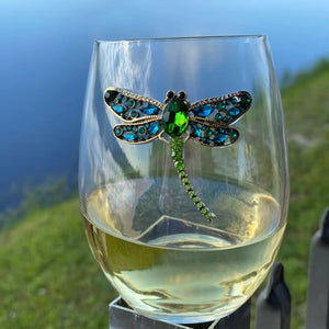 Dragonfly Jeweled Wine Glass
