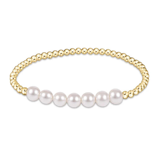 Classic gold beaded bliss 3mm bead bracelet- 6mm pearl