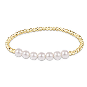 Classic gold beaded bliss 3mm bead bracelet- 6mm pearl