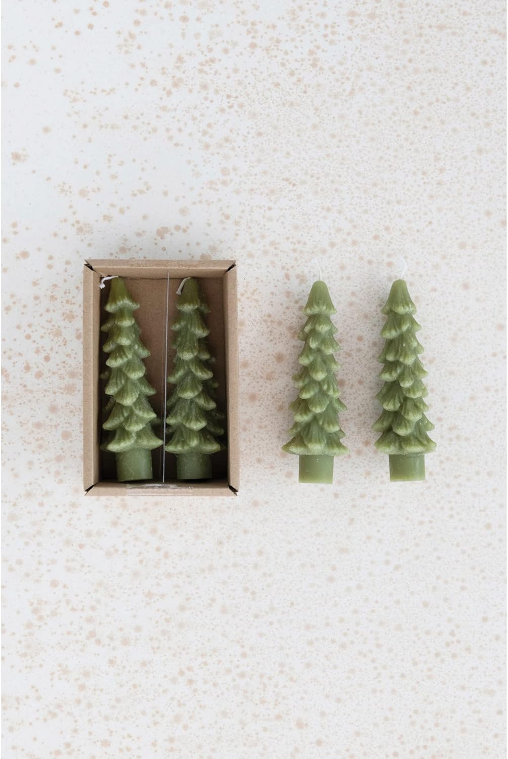 Tree Tapered Candles/ cedar green