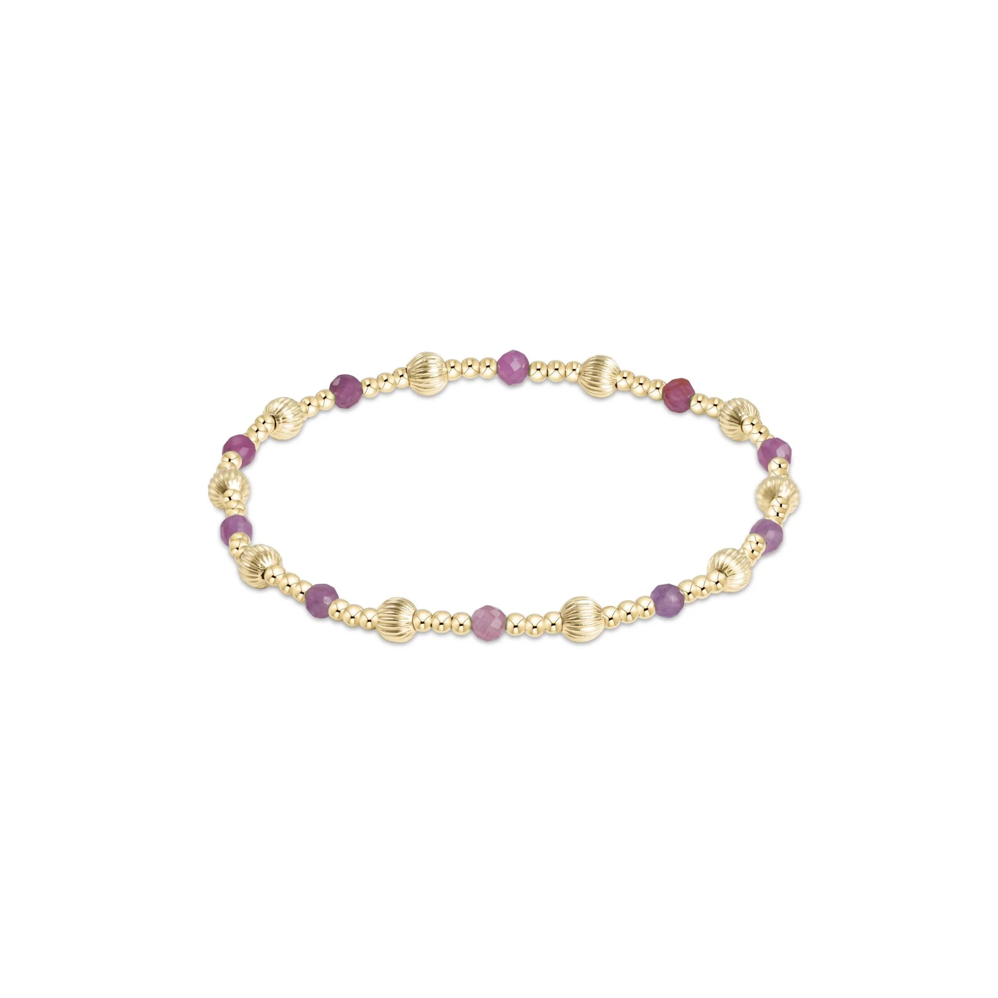 DIGNITY SINCERITY PATTERN 4MM  BEAD BRACELET - RUBY