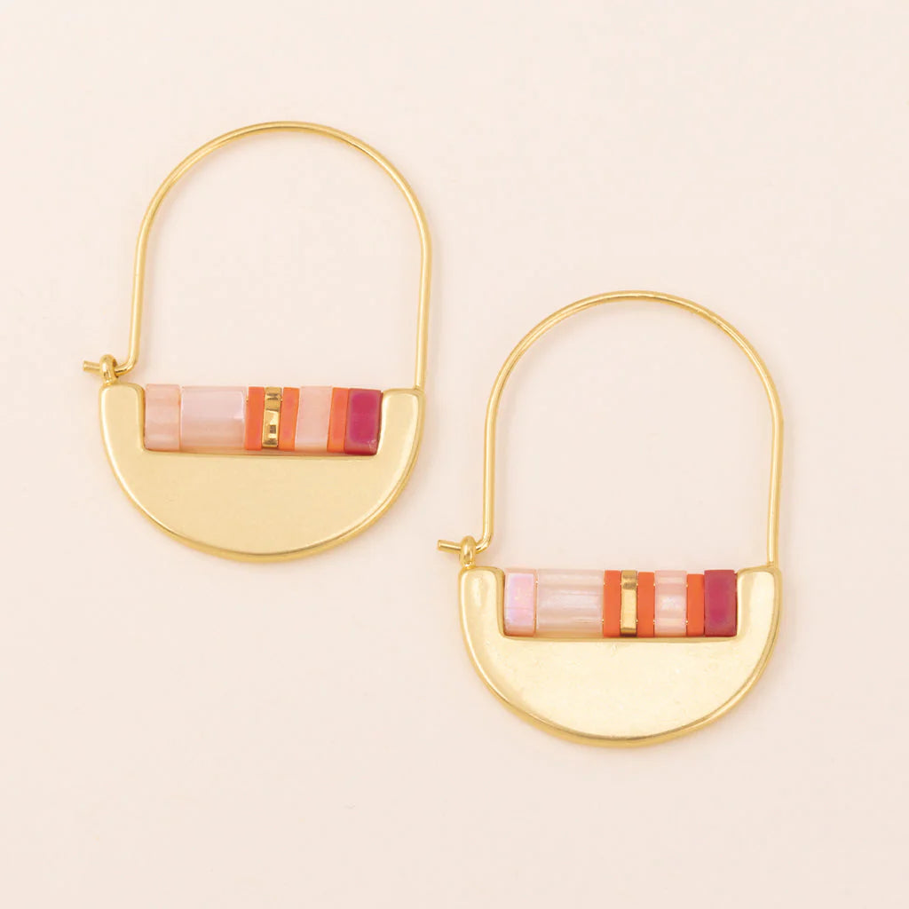 Miyuki Crescent Hoop Earrings - Gold