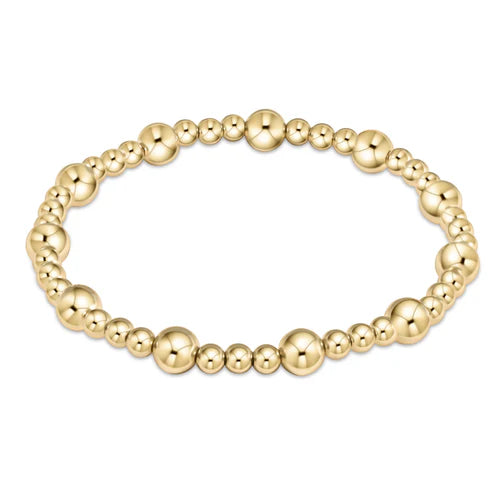 classic sincerity pattern 6mm bead bracelet - gold