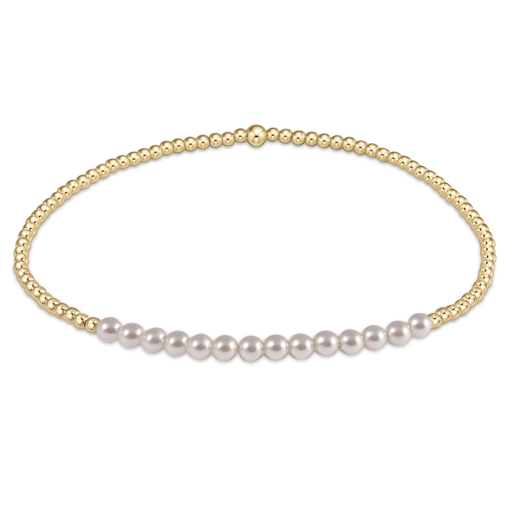 Gold bliss 2mm bead bracelet - pearl