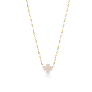 16" NECKLACE GOLD - SIGNATURE CROSS OFF-WHITE