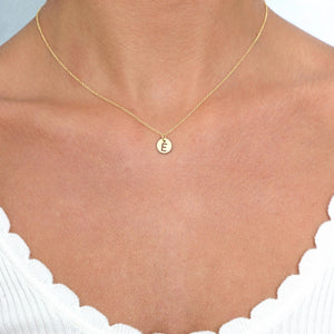 Respect small gold disc necklace 16"