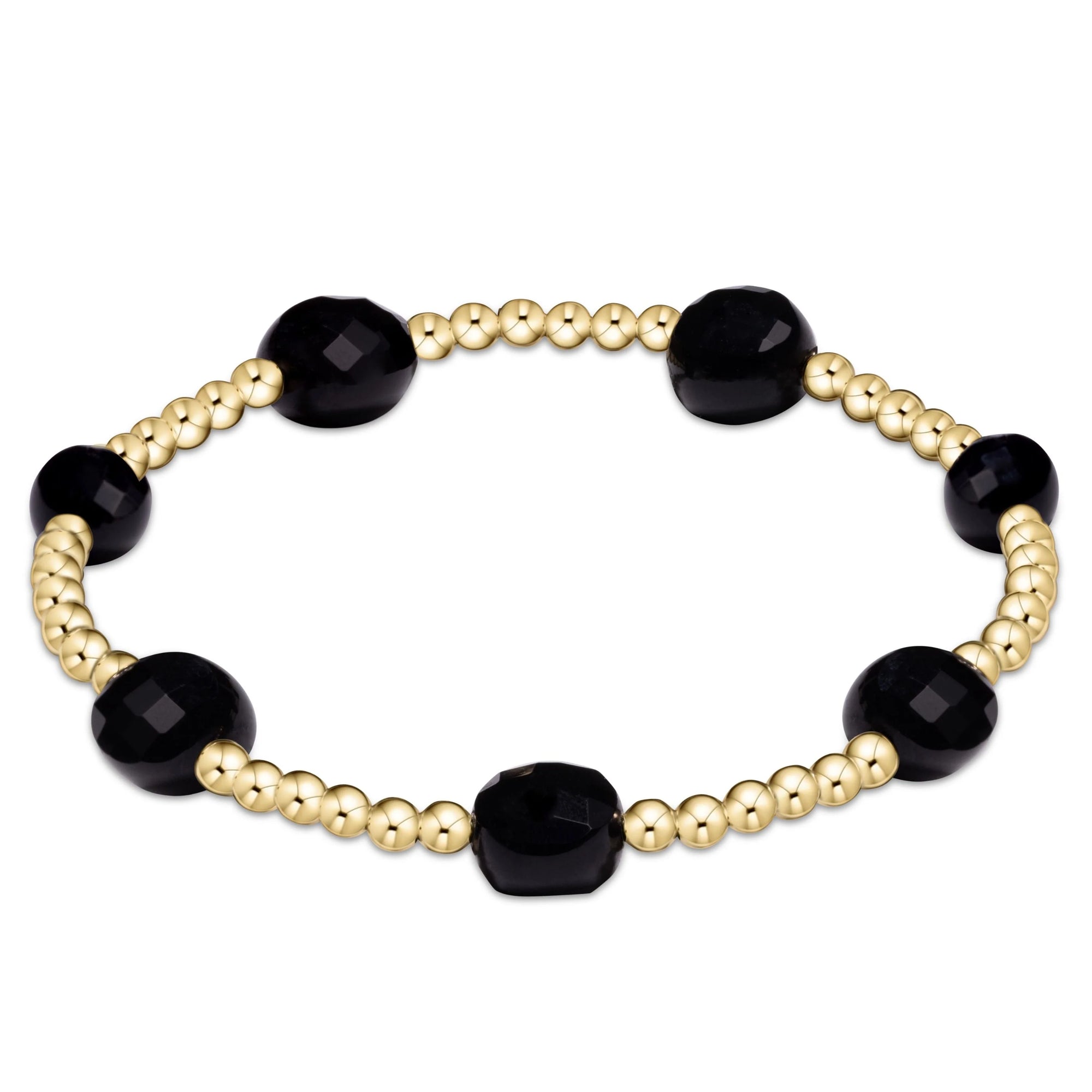 Admire Gold 3mm bead bracelet - faceted onyx