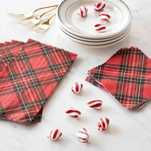 Red Plaid cocktail napkins