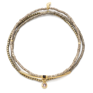 Miyuki Bracelet Trio - Pewter/Gold