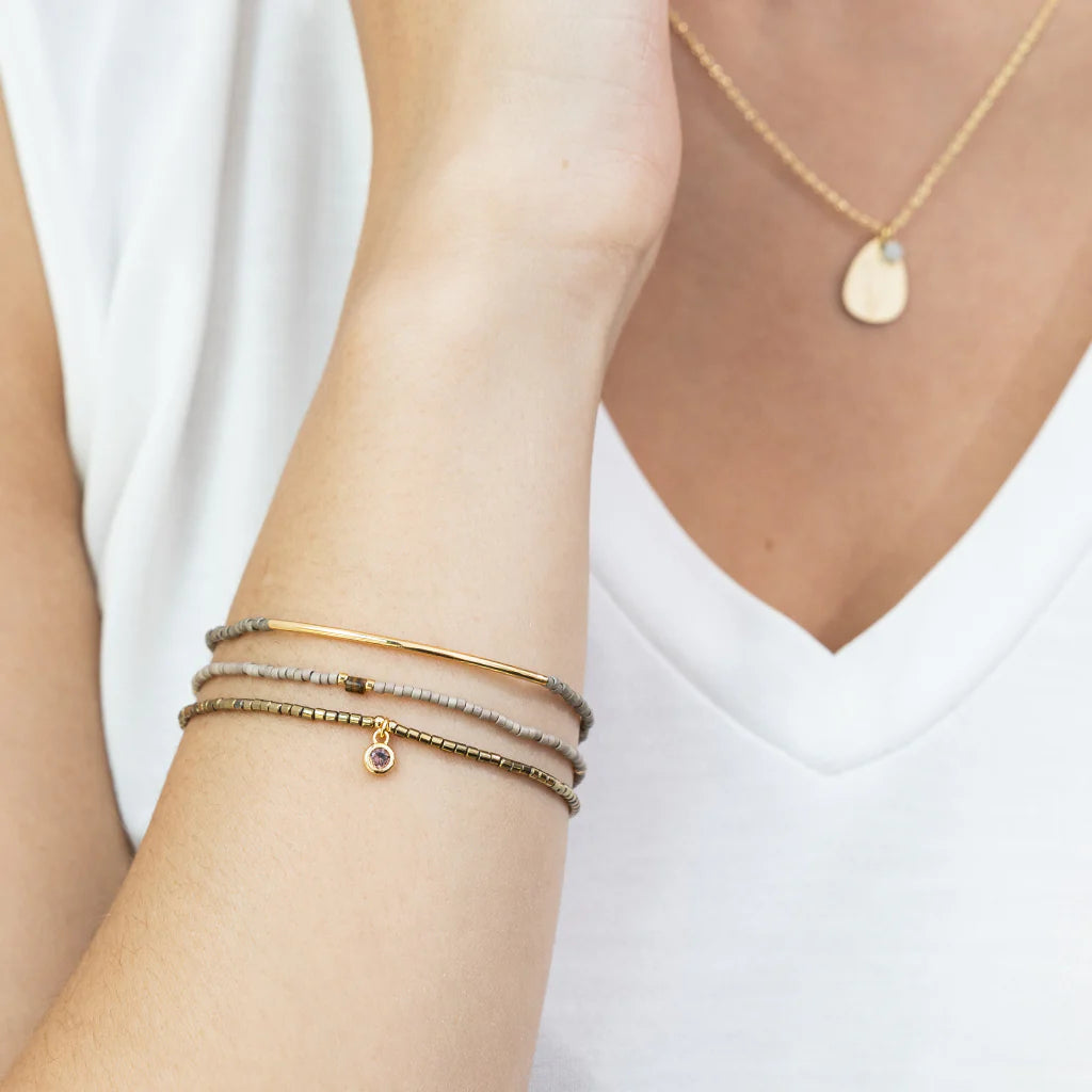 Miyuki Bracelet Trio - Pewter/Gold