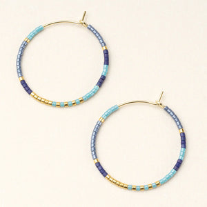 Miyuki Small Hoop Earrings - Cobalt Multi/Gold