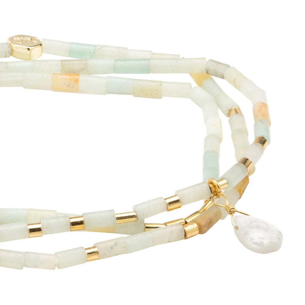 Teardrop Stone Wrap Amazonite/Howlite/Gold