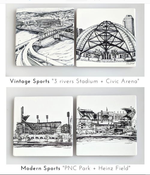 PNC Park + Heinz Field Sports Stadiums Coaster Set