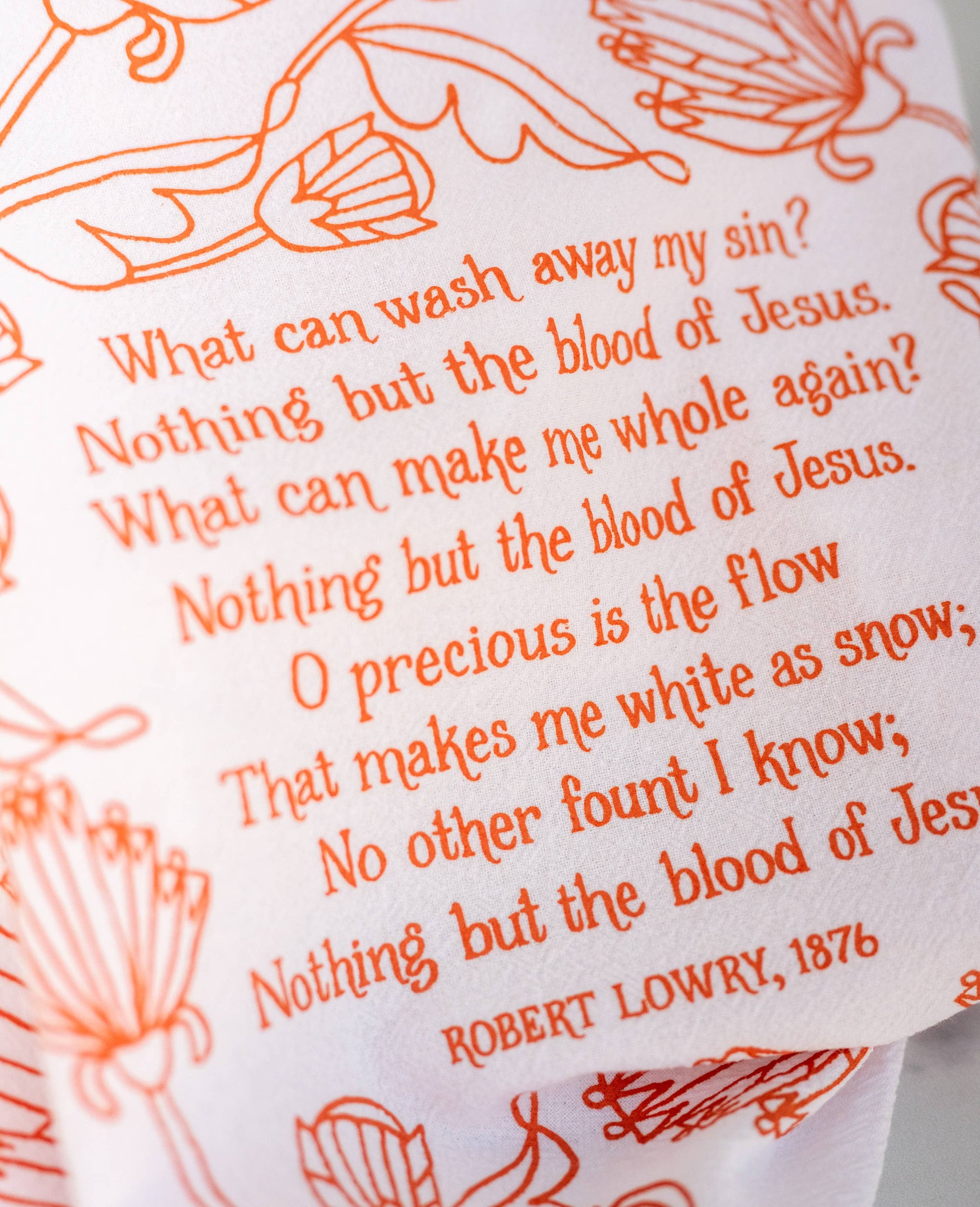 Nothing But the Blood Hymn Tea Towel