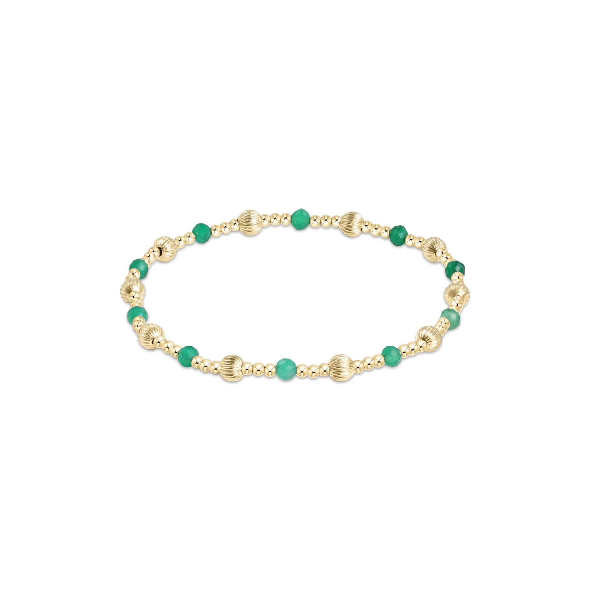 DIGNITY SINCERITY PATTERN 4MM BEAD BRACELET - GREEN ONYX