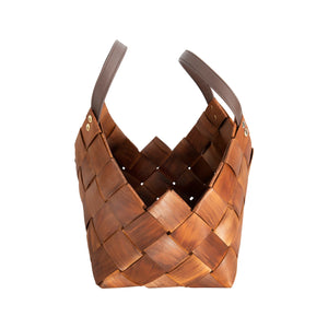 Woven Basket with Leather Handle