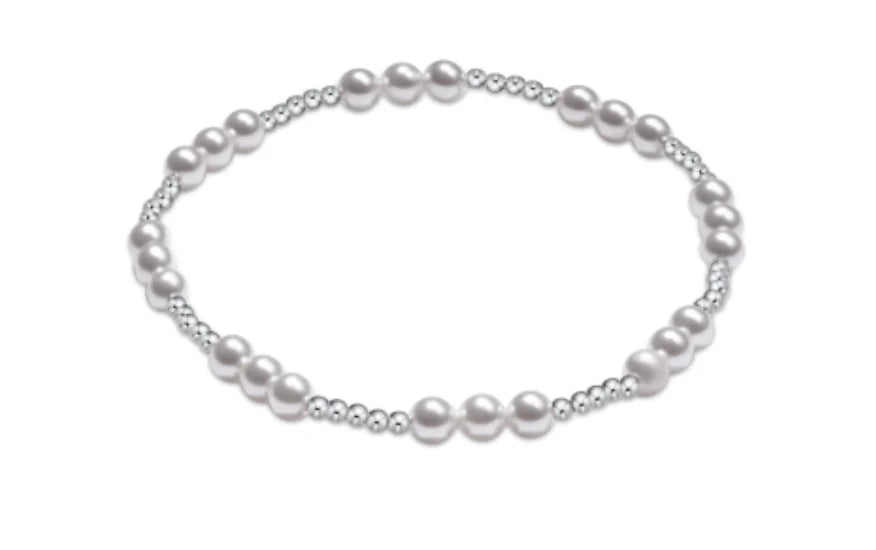 classic joy pattern sterling 4mm bead bracelet - pearl