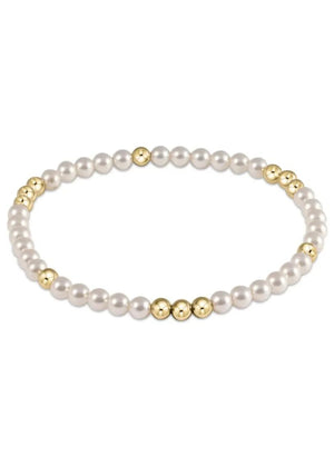 Worthy pattern 3mm bead bracelet - pearl