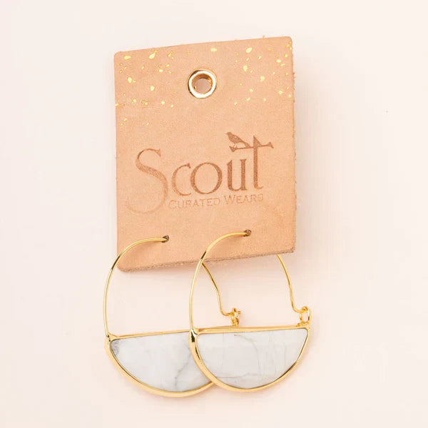 Stone Prism Hoop earrings - Blue Howlite/Gold