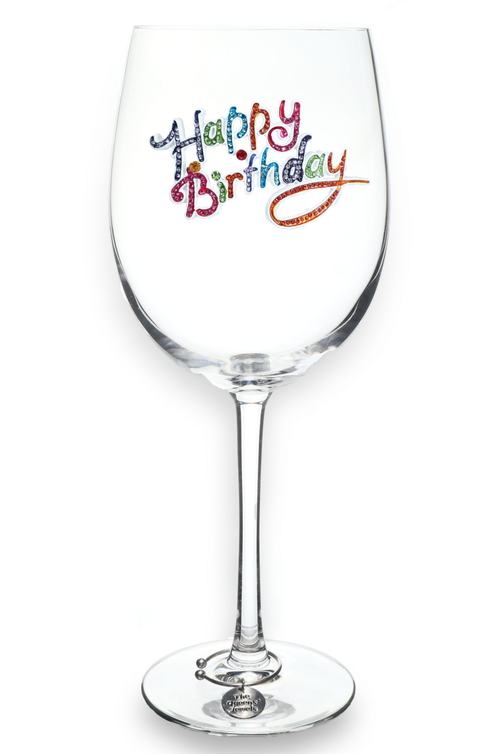Happy Birthday Jeweled Wine Glass