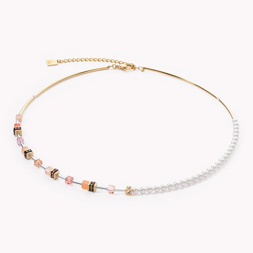 Geocube Mini Pearl Necklace Apricot