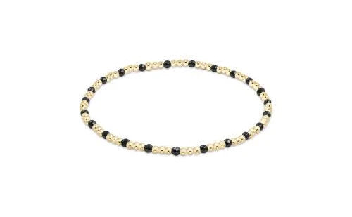 GEMSTONE GOLD SINCERITY PATTERN 2MM BEAD BRACELET - FACETED HEMATITE