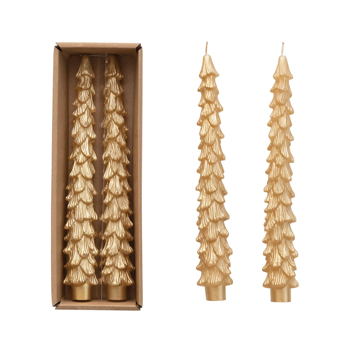 Tree Taper Candles/ gold