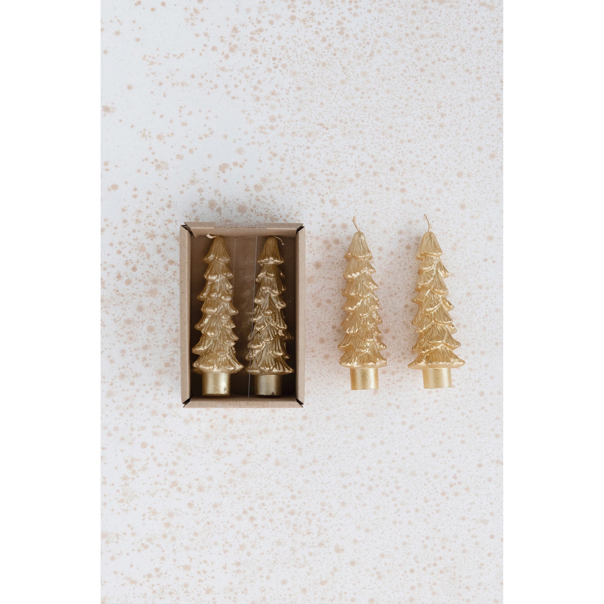 Tree Taper Candles/ gold