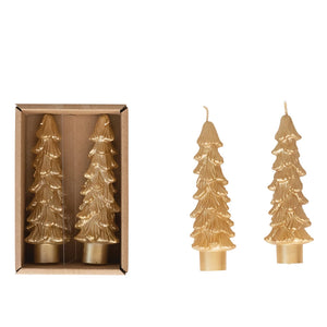 Tree Taper Candles/ gold