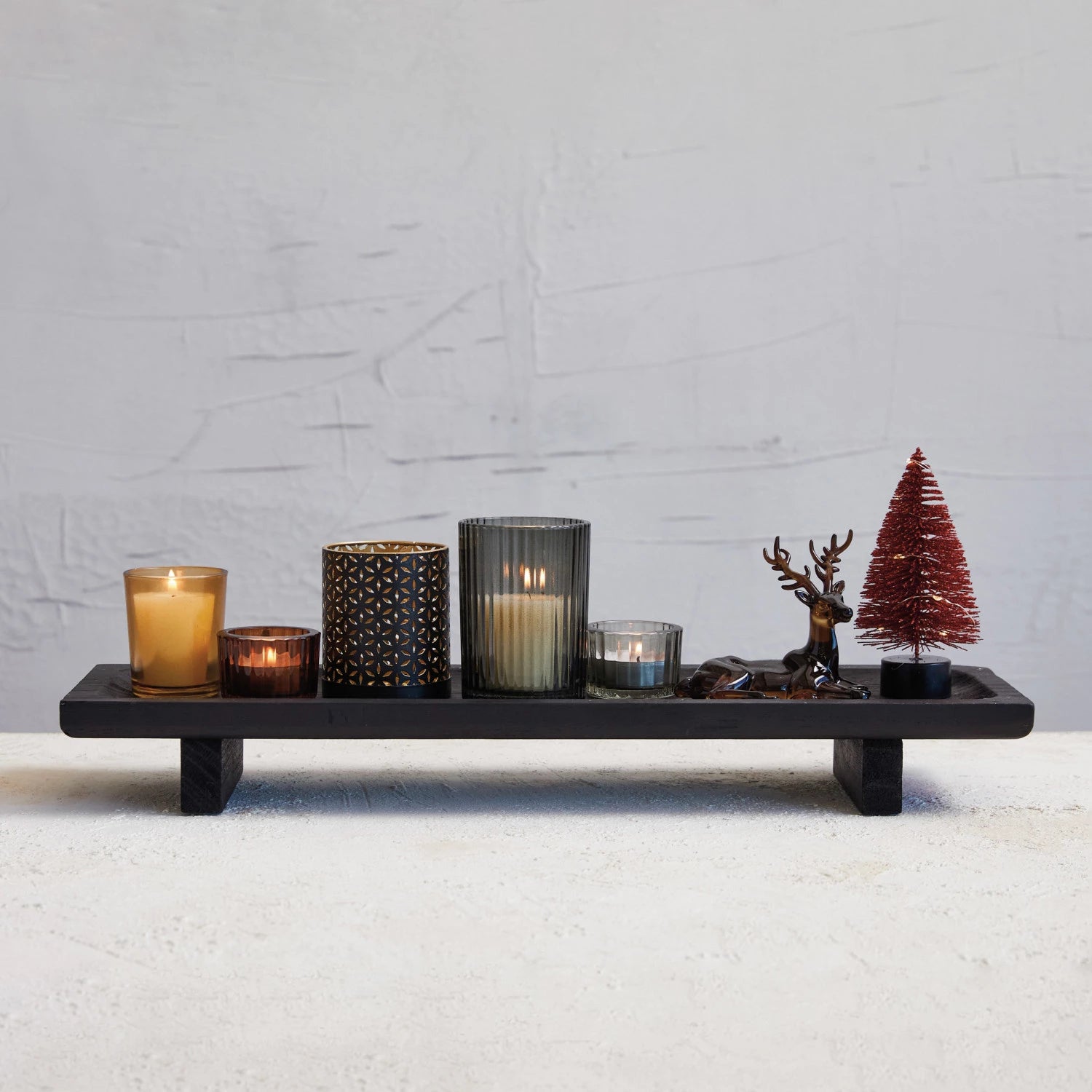 Holiday Wood Tray with Votives