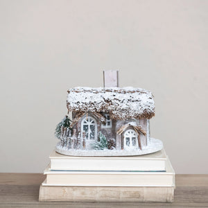 Paper Cabin w/ Faux Snow & LED Light