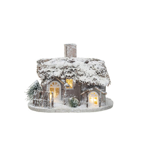 Paper Cabin w/ Faux Snow & LED Light