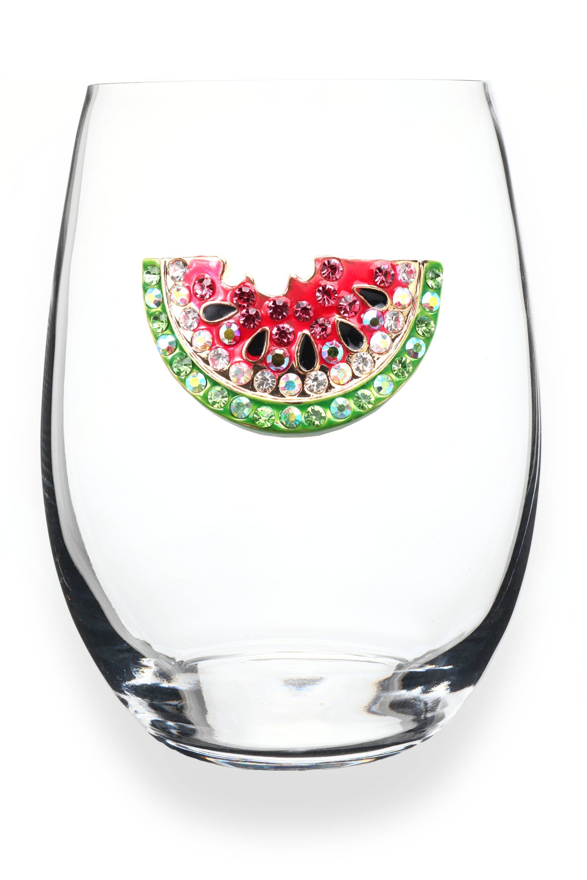 Watermelon Stemless Jeweled Wine Glass