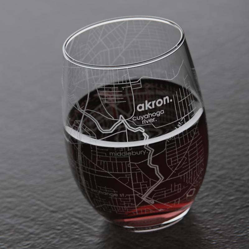 Zelienople Map Stemless Wine Glass